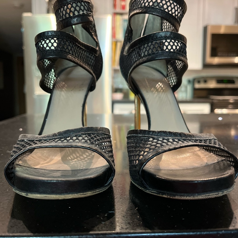 Black Leather and Mesh Heels - EUC